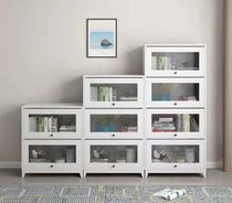 Nordic Brief Total Solid Wood Students Bookcase Glass Door Display Cabinet Floor Bookcase Free Combination Disposal Lockers