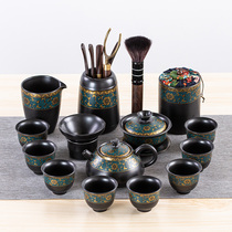 Simple home kung fu tea set office guests tea ceramic teapot Cup Cup Bowl black bubble teapot