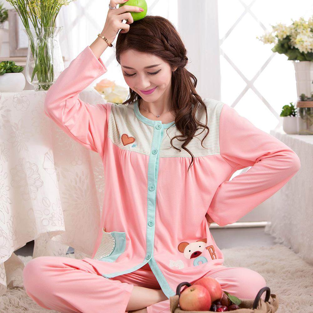 睡衣女士春秋季长袖薄款宽松套装韩版甜美可爱