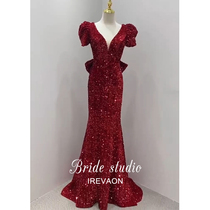 Ian (Begonia) red fishtail 2021 new bridal wedding dress engagement back door toast dress summer