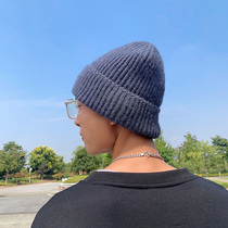 Hair Line Hat Mens Autumn Winter South Korea Ins Han version Tide Thickening 100 Hitch Cold Hat Letter Labeling Knit Retro Hat Children