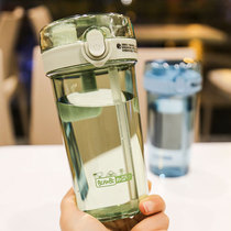 Creative personality dual-use plastic cup Girl student simple portable ins handy cup Transparent pregnant woman straw cup