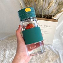 Japanese high-value single-layer glass simple fresh transparent high temperature resistant with silicone sleeve water Cup Student Mori Cup