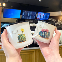 Ceramic Cup Cartoon Mini Pastoral Wind High Face Portable Water Cup with Handle Water hipster Breakfast Cup