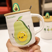 Creative personality cup Ceramic mug with lid spoon trend male and female couples household drinking cup Student dormitory cup