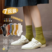 Socks womens tube socks Autumn and winter cotton deodorant pile socks women sweat-absorbing candy color womens stockings ins tide