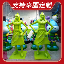 Glass fiber reinforced plastic sculpture Custom commercial street abstract figure Square shopping mall beautiful Chen outdoor large cartoon floor ornaments