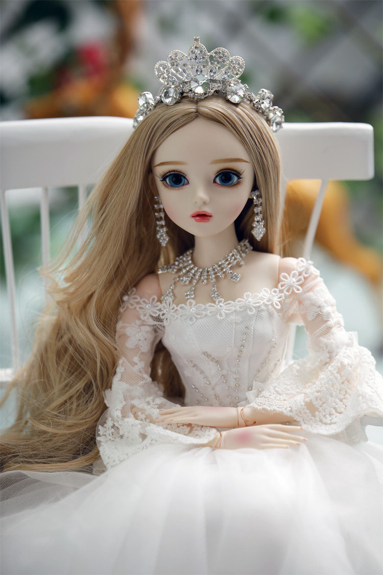 齐地大拖尾新娘婚纱3分换装bjdsd公主娃娃送女孩儿童生日礼物玩具