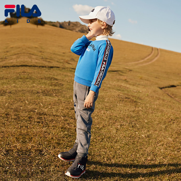 fila童装2019冬装新款男童儿童卫衣运动休闲套头衫