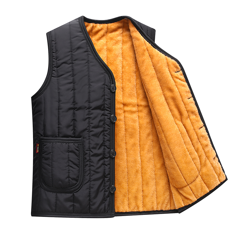 Fur Liner New Style Large Size Middle-Aged Men's Fleece-Lined Vest Waistcoat Men's Vest Thickened Cotton