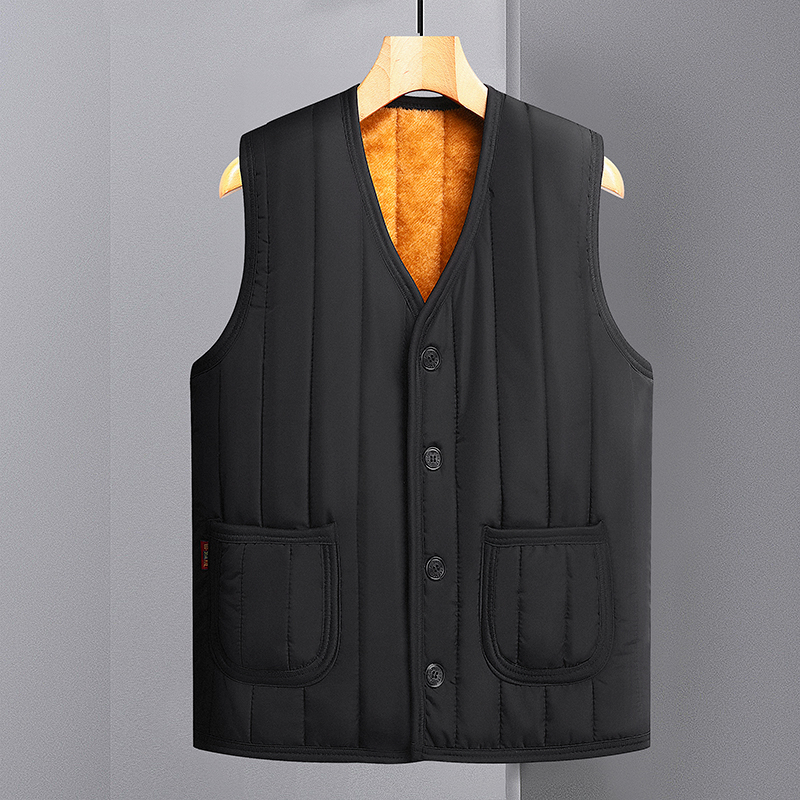 Fur Liner New Style Large Size Middle-Aged Men's Fleece-Lined Vest Waistcoat Men's Vest Thickened Cotton