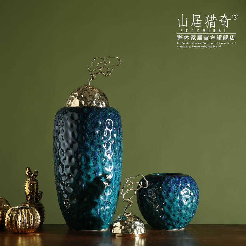 Zen of new Chinese style household soft adornment example room sitting room porch decorate as the metal ceramic lucky cloud cover