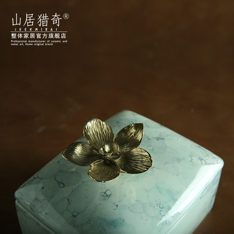 Nordic household ceramics decorated copper flower jewelry box would receive box example room dresser furnishing articles