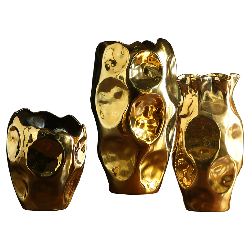 New Chinese style household adornment big vase model profiled living room dry flower flower arranging flower implement black ceramic vase