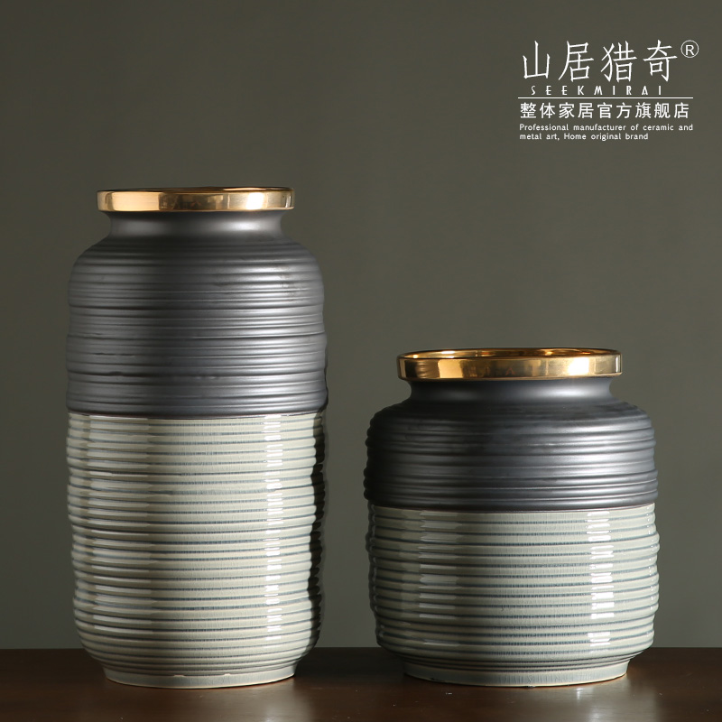 Modern example room living room decoration ceramics vase furnishing articles household act the role ofing is tasted flower arranging Jin Bianxuan grain round bottle expressions using