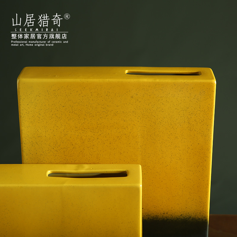 I and contracted orange square ceramic flower arranging zen example room household soft adornment sitting room mesa vase