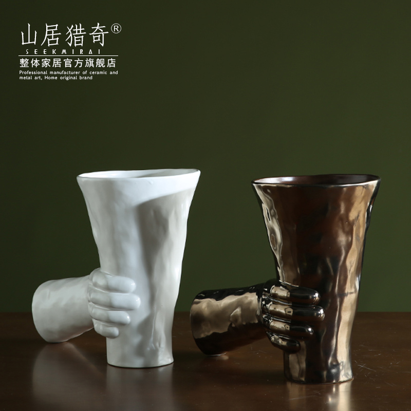 New Chinese style Nordic household soft outfit example room furnishings furnishing articles creative ceramic flower arranging flowers, holding a vase