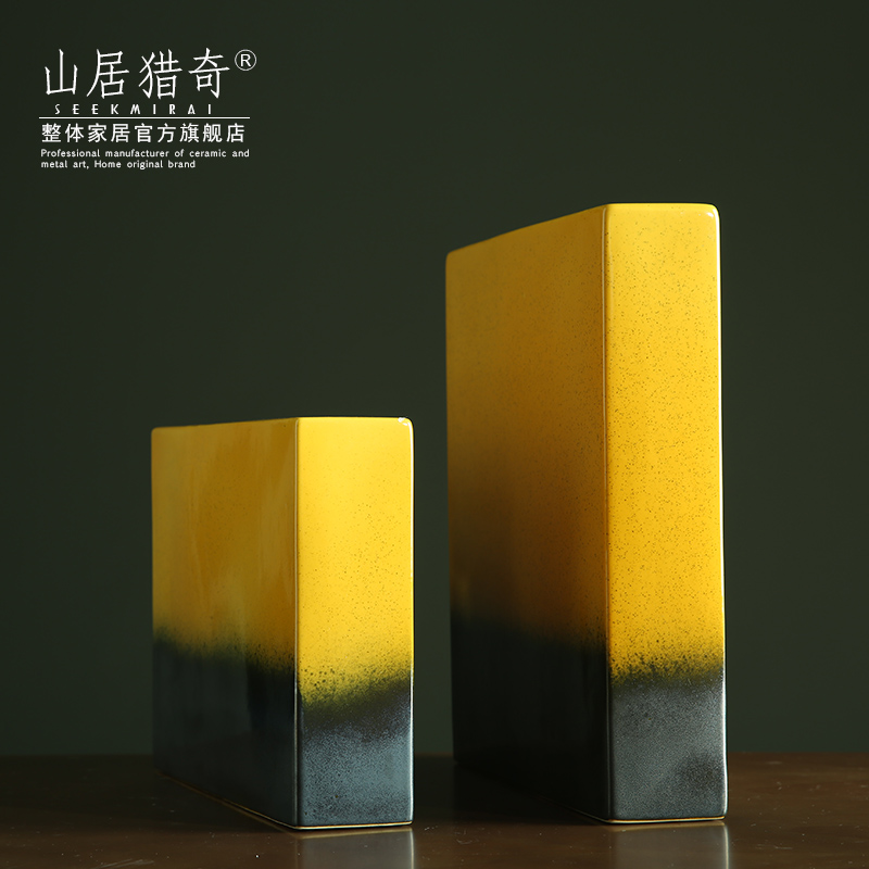 I and contracted orange square ceramic flower arranging zen example room household soft adornment sitting room mesa vase