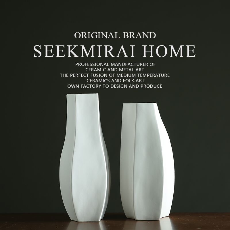 I and contracted pure color, black and white ceramic vase vase flower arranging flower implement Nordic geometry furnishing articles home decoration