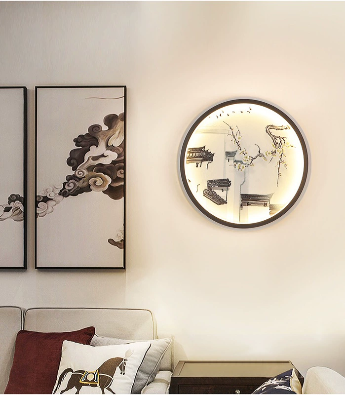 Đèn tường phòng ngủ đầu giường phòng khách lối đi Phong cách Trung Quốc trang trí phong cảnh bức tranh dẫn đầu cầu thang TV đèn treo tường - TV
