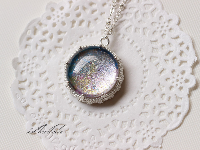 mermaid 星际系列玻璃时光宝石吊坠项链 小清新森女系文艺风