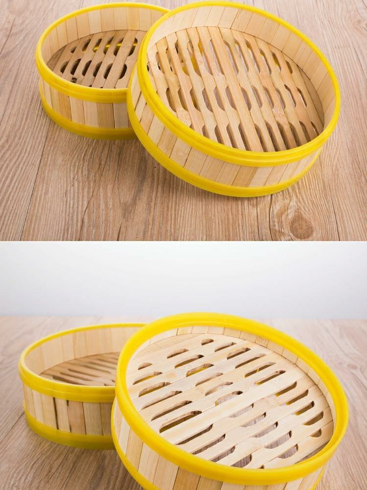 商用点心蒸笼蒸屉竹制小笼包塑料包边蒸格广式早茶餐厅沙县蒸笼