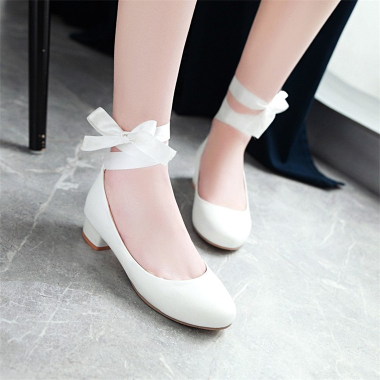 韩版脚环绑带单鞋2018新款女童皮鞋白色舞蹈表演跳舞鞋儿童高跟鞋