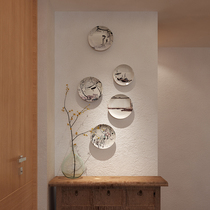 New Chinese style national style hotel restaurant creative home living room background wall decoration plate hanging plate ceramic plate ornaments