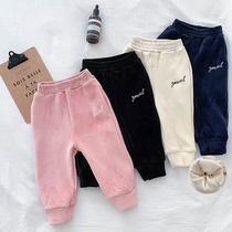 F1608 girls plus velvet casual pants winter clothes New Children Baby foreign style Korean sports pants little girl trousers