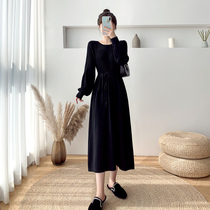 Autumn and winter long A- shaped knitted dress 2021 New with overcoat with knee sweater skirt for children