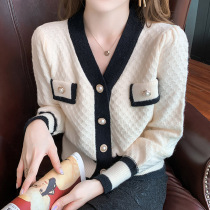 Small fragrant wind V collar knitwear 2022 spring fashion new Joker niche temperament sweater cardigan short coat women