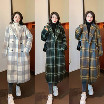 Winter warm sun fashion vintage plaid coat 2021 classic warm suit collar long coat women