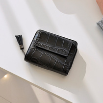 2021 new genuine leather ladies wallet card bag integrated with crocodile tattoo short and stylish folding zipper money clip Korean version