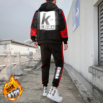 Functional style mens suit Autumn and winter fashion handsome fashion brand a set with casual sports mens tooling jacket