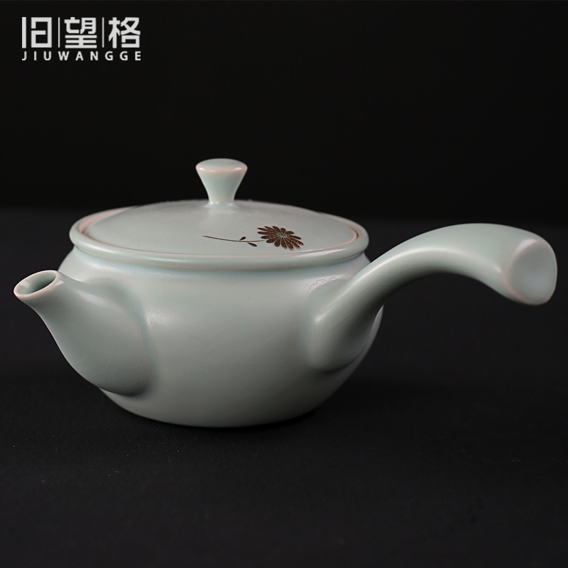 Old piece of can keep on your up at grid open flowers side pot of kung fu tea set porcelain Japanese teapot small teapot