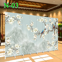 Screen partition wall flower and bird landscape Chinese painting Chinese porch living room Office Mobile folding fabric Hotel Hotel