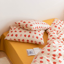 ins retro style cotton pillowcase single strawberry single cotton student pillowcase pair 48 * 4cm girl