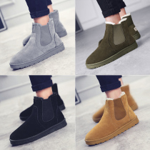 Snow boots men winter plus velvet warm cotton boots high shoes waterproof non-slip couples British Chelsea bread cotton shoes