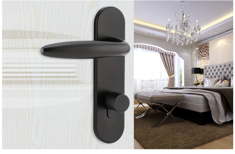 黑梅磁吸静音门锁室内卧室房门锁黑色执手实木门锁房间门把手锁具