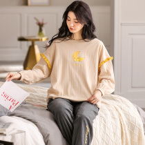 Pajamas Ladies Spring and Autumn long sleeve cotton can be worn loose Korean version of cotton size home clothes can go out for leisure