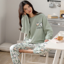 2020 New Tide pajamas women Spring Autumn cotton long sleeve student cute Korean cartoon autumn home suit
