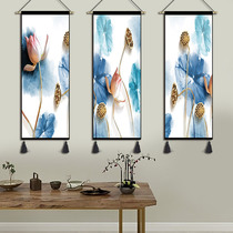 New Chinese Lotus hanging painting living room sofa background wall decoration painting restaurant bedroom tapestry wall painting triple painting hanging cloth