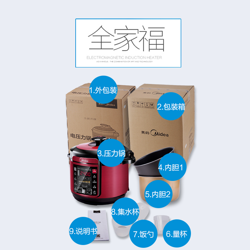 Midea/美的 MY-QC50A5电压力锅家用多功能双胆智能预约电高压锅5L产品展示图5