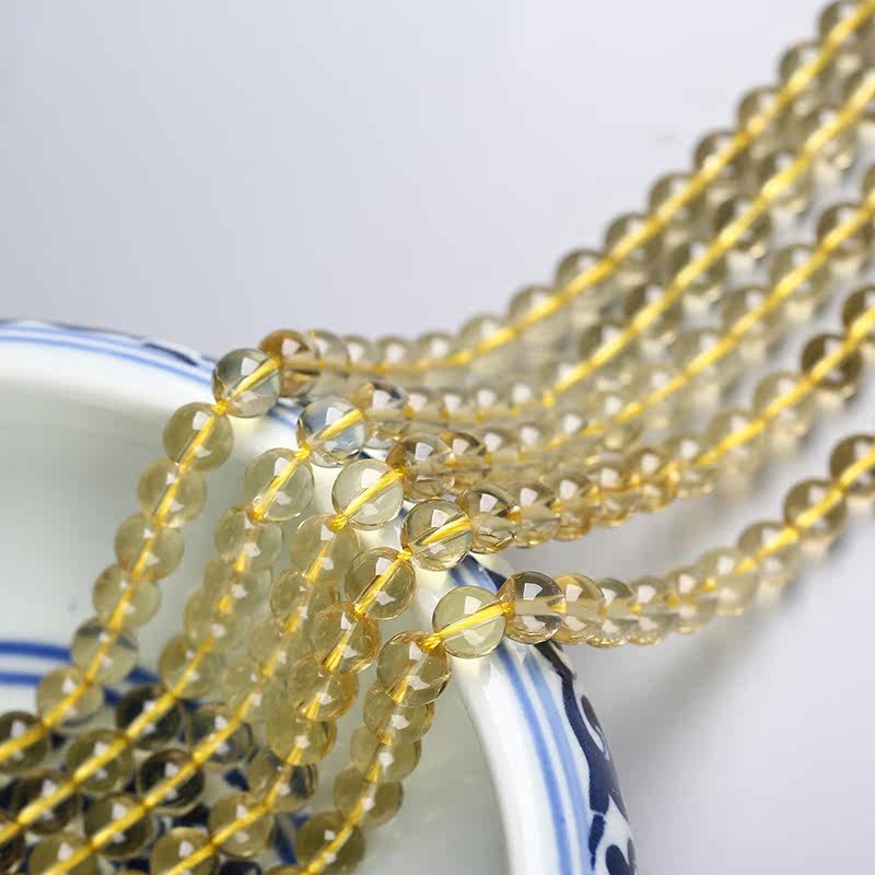 diy手工饰品配件 巴西进口天然黄水晶 淡黄色散珠圆珠半成品包邮_7折