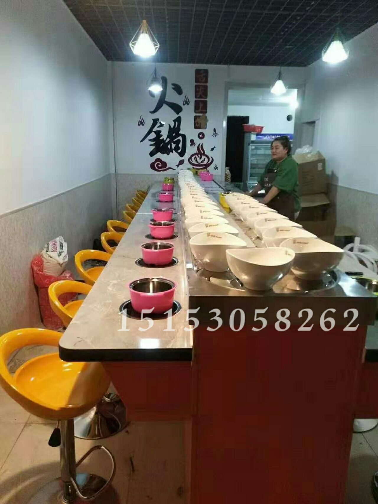 rotating small hot pot equipment full set of shabu-roasting all-in-one buffet table, turning pot, turning mala tang, customized