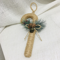 Christmas Decorations Accessories Christmas Tree Pendant Santa Hemp Rope Bell crutch Crutch Red White Crutch Scene Decoration