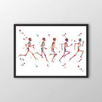 Body Motion Trajectory Rehabilitation Center Clinic Wall Chart Human Spine Skeletal Art Deco