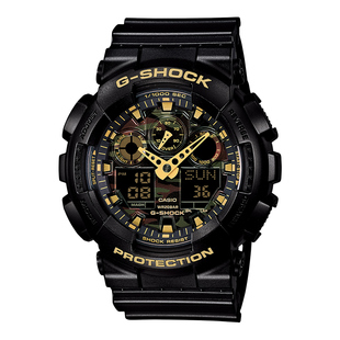 卡西欧 G-SHOCK 迷彩双显运动防水男士手表GA-100CF系列