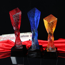 Rain Xin YUXIN Crystal Custom Trophy Lettering Enterprise Prize Souvenirs SPOT ALLEGORY Patterned Twisted columns
