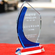 Yuxin crystal medal custom production license plate memorial crystal trophy custom